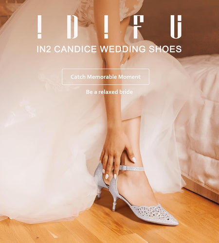 Women'S IN2 Candice Wedding Rhinestones Sequins Low Kitten Heels Pumps Dress Evening Shoes for Women Bridal Bride