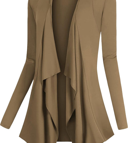 Women'S Drape Front Open Cardigan Long Sleeve Irregular Hem